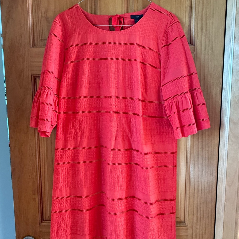 J. Crew tomato red  Ruffled Bell Sleeve Dress